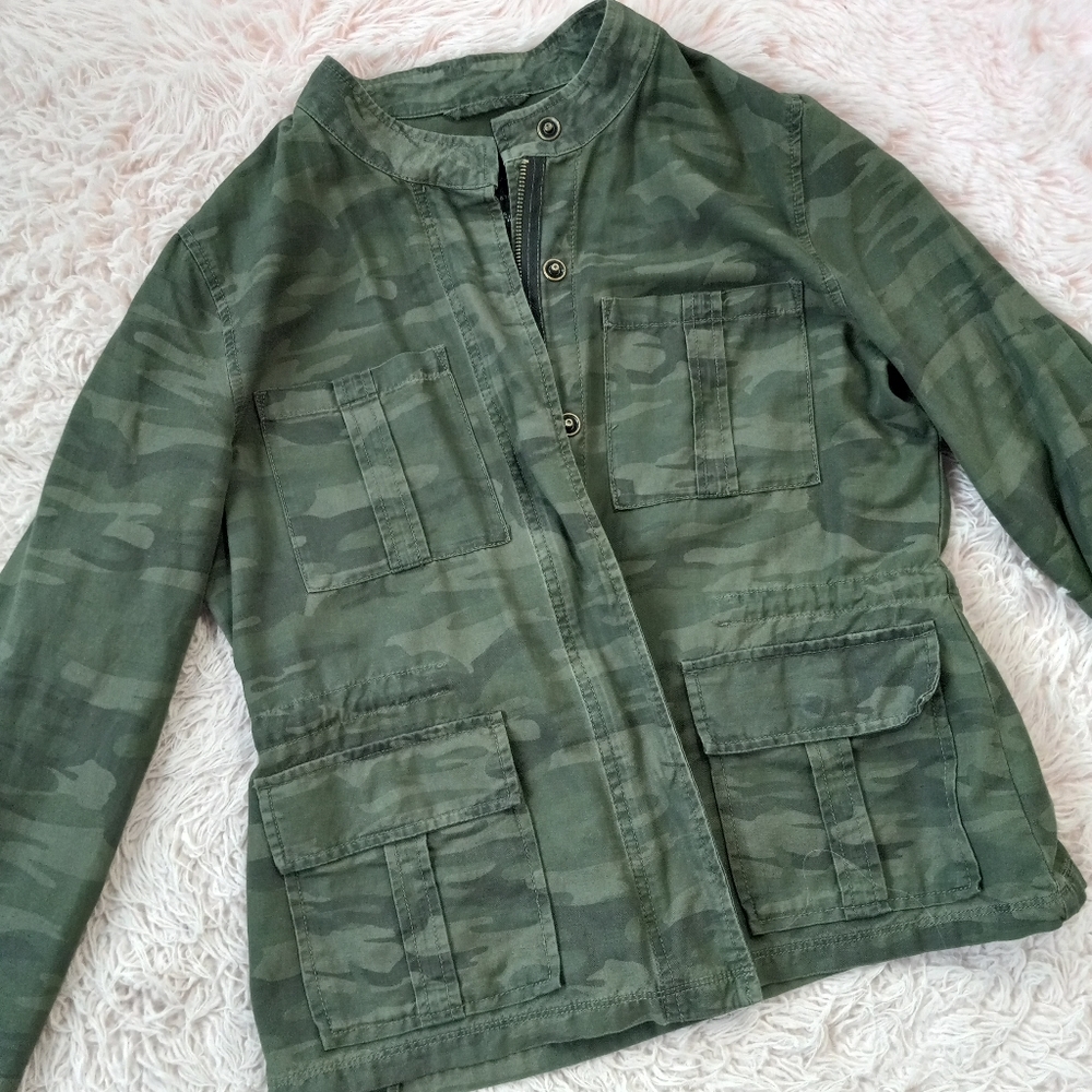 Boho hippie upcycled camo soft jacket shirtbw hand stitched lace skull! SOLD - Picture 12 of 15